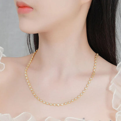Round Bubble Full 3mm 0.1CT D Color Moissanite Tennis Chain for Women 925 Silver GRA Certified 16 18 20 inch Bezel Necklace