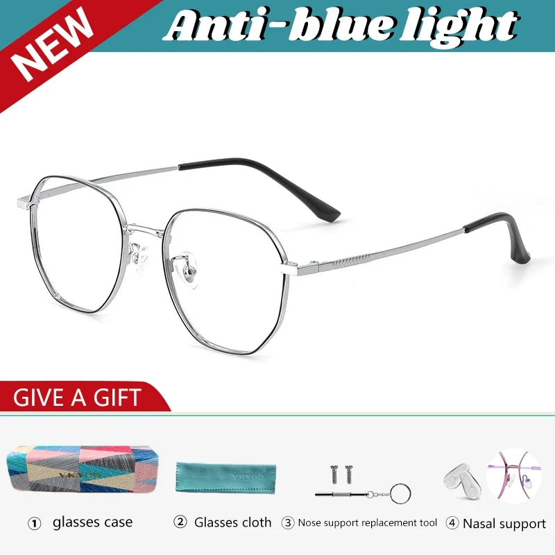 New Retro Simple Fashion Eyeglass Frames Semi Titanium Myopia Anti-Blue Light Glasses Customizable Prescription 86604