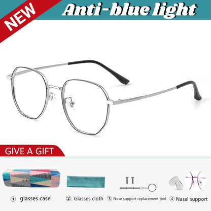 New Retro Simple Fashion Eyeglass Frames Semi Titanium Myopia Anti-Blue Light Glasses Customizable Prescription 86604