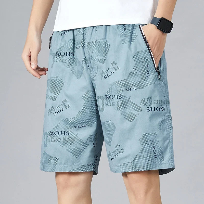 Men's Camo Shorts Elastic Waistband Casual Cargo Shorts Hiking Running Male Clothes Athletic Plus Size Y2K Knee Short Pants
