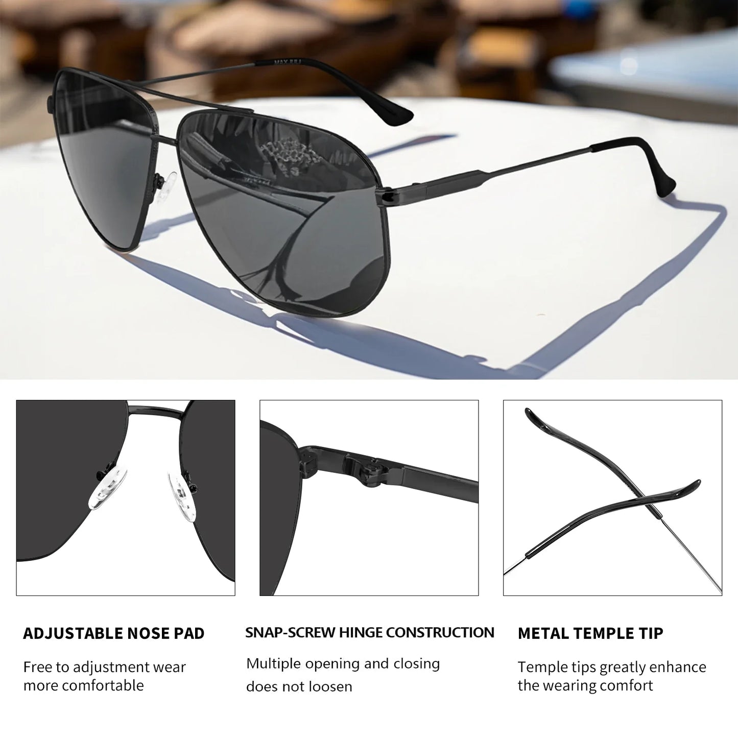 XXL Size Extra Large Polarized Sunglasses for Men with Big Wide Heads Metal Glasses lentes de sol para hombre  8221