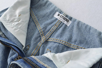 American Retro Cuffed High Waist Slimming Casual Denim Jeans Women's Autumn Versatile Loose Straight Leg Floor-Length Pants