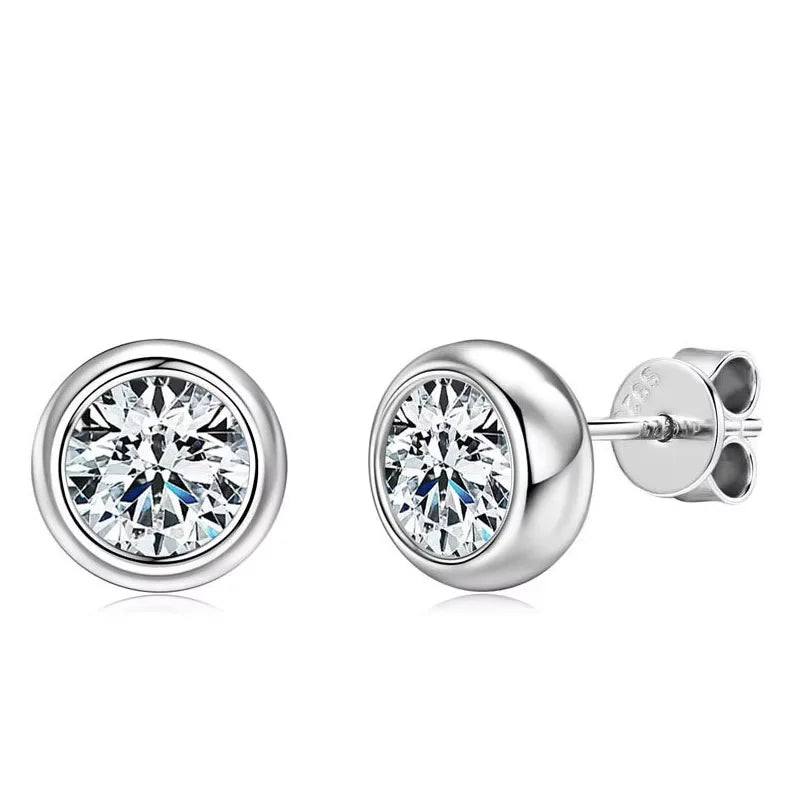 1ct D Color Moissanite Earring 925 Sterling Sliver Plated White Gold Ear Stud Wedding Engagement Earrings For Women