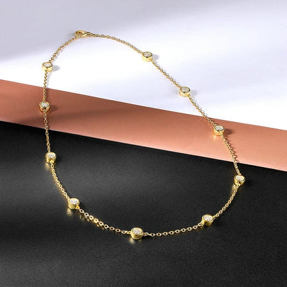 Sparkling Bubble 3mm 2cttw D Color Full Moissanite Tennis Necklace for Women S925 Silver Diamond Men Neck Chain Necklaces