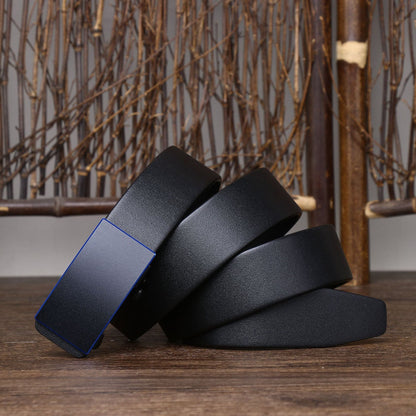 3.5CM Thick Cowhide Genuine Leathe Jeans Belt Business Toothless Automatic Buckle Belt Men High Quality Luxury Male Strap Cintos