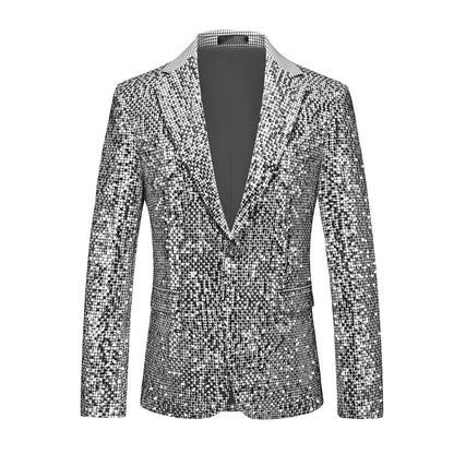2026 New Men's Blue Sequin Suit Jacket, Silver Asian Fit Formal Dress Coat, Red Green Gold Black Long Sleeve Blazers. M-5XL 6XL