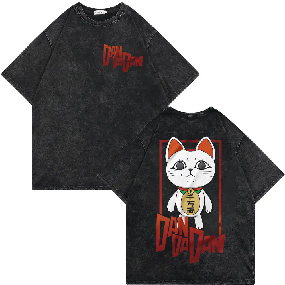 Dandadan Japanese Anime Vintage Washed T-shirt Men Women High Quality Fashion T-shirts Summer Casual Cotton Short Sleeve T Shirt