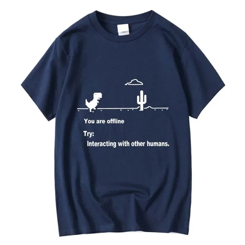 Men's High Quality Cotton Blend Funny Dinosaur Print T Shirt Loose O-neck Men Tshirt Short Sleeve T-shirt Male Tees Tops