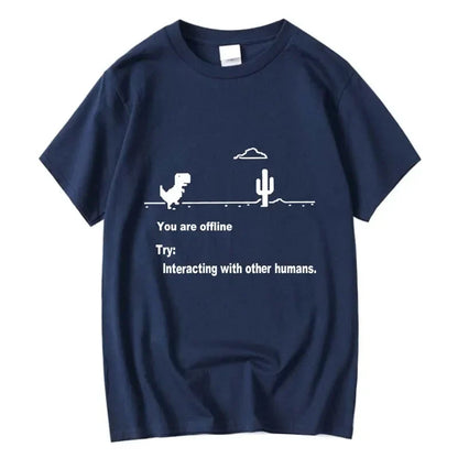 Men's High Quality Cotton Blend Funny Dinosaur Print T Shirt Loose O-neck Men Tshirt Short Sleeve T-shirt Male Tees Tops