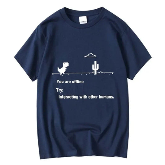 Men's High Quality Cotton Blend Funny Dinosaur Print T Shirt Loose O-neck Men Tshirt Short Sleeve T-shirt Male Tees Tops