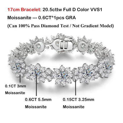 Luxury Sunflower 2.8-5.8cttw Full D Color Moissanite Drop Earrings for Women S925 GRA Certified Diamond Tassel Earring Gift