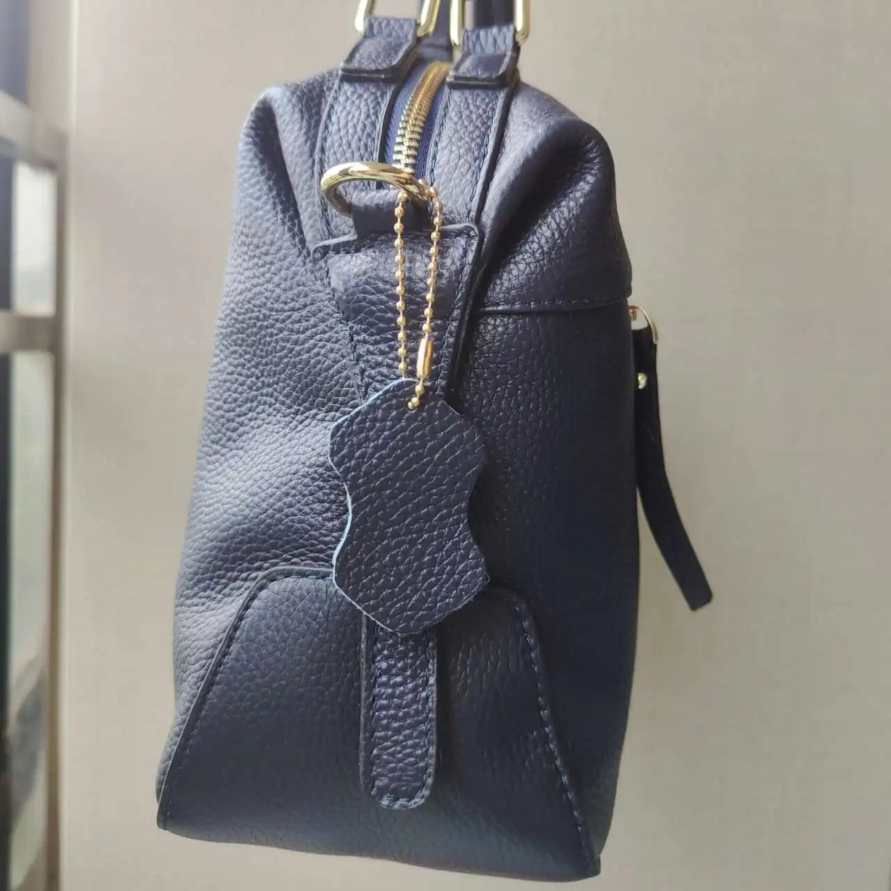 Dark Blue Women Boston Bag 100% Genuine Leather Handbags Female Charm Crossbody Purse Luxury Shoulder Bags For Work Shoppi
