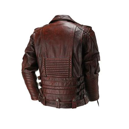 Men's Natural Leather Motorcycle Jacket Top Layer Causal Vintage Retro Moto Suit Leather Coat  Dropshipping Factory