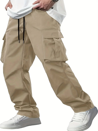 2024 Amazon Summer New Men's Work Pants European and American Independent Station Drawstring Multi Pocket Casual Pants