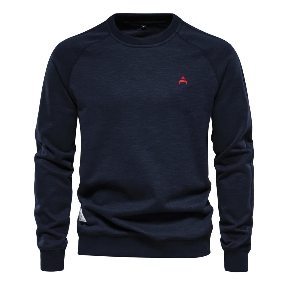 2024 New Spring Cotton Blend Sweatshirt for Men Casual Sport Design Round Neck Pullover Men