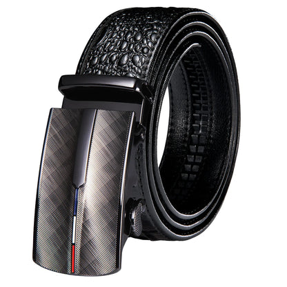 Crocodile Designer Luxury Genuine Leather Belts for Men Casual Jeans Belt Strap Gold Automatic Buckle Black Belt PD-2036