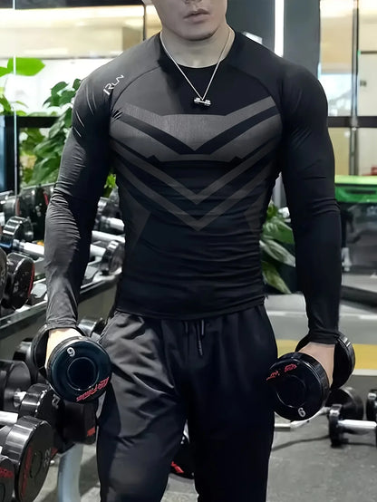 Men's Quick Dry Athletic Muscle Fit T-shirt, Men's Breathable Compression T-shirt, Comfy Top For Summer Sport