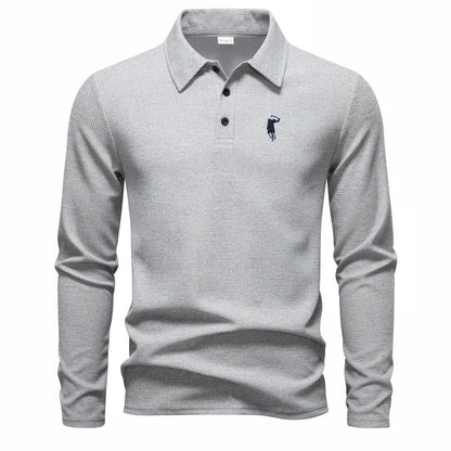 Luxury brand polo shirt long sleeved embroidered design men's top 2025 autumn new comfortable breathable business casual T-shirt
