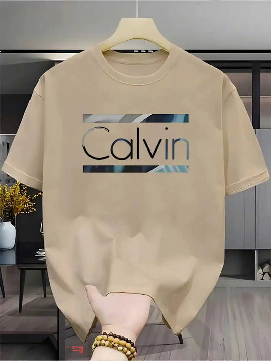 Men's summer fashion casual loose pattern printed sports round neck short sleeved quick drying T-shirt top