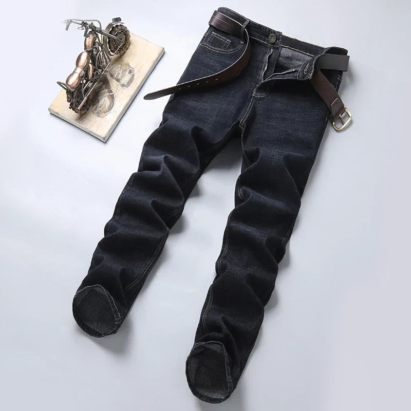 Brand 2026 New Men's Slim Elastic Jeans Fashion Business Classic Style  Denim Pants Trousers Male