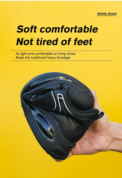 Waterproof Men Safety Shoes Steel Toe Sneakers Rotated Button Puncture Proof Work Safety Boots Man Air Cushion Working Footwear