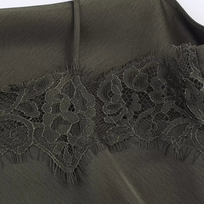 Lace Underwear Sling Dress Women Fashion Autumn Asymmetric satin texture Mini Dresses French Chic Female Evening Clothing