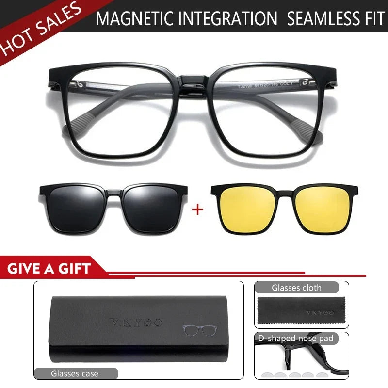 NEW IN Magnetic Clip on Optical Myopia Glasses For Men Women Polarized Sunglasses Prescription Reading Glasses TJ2190