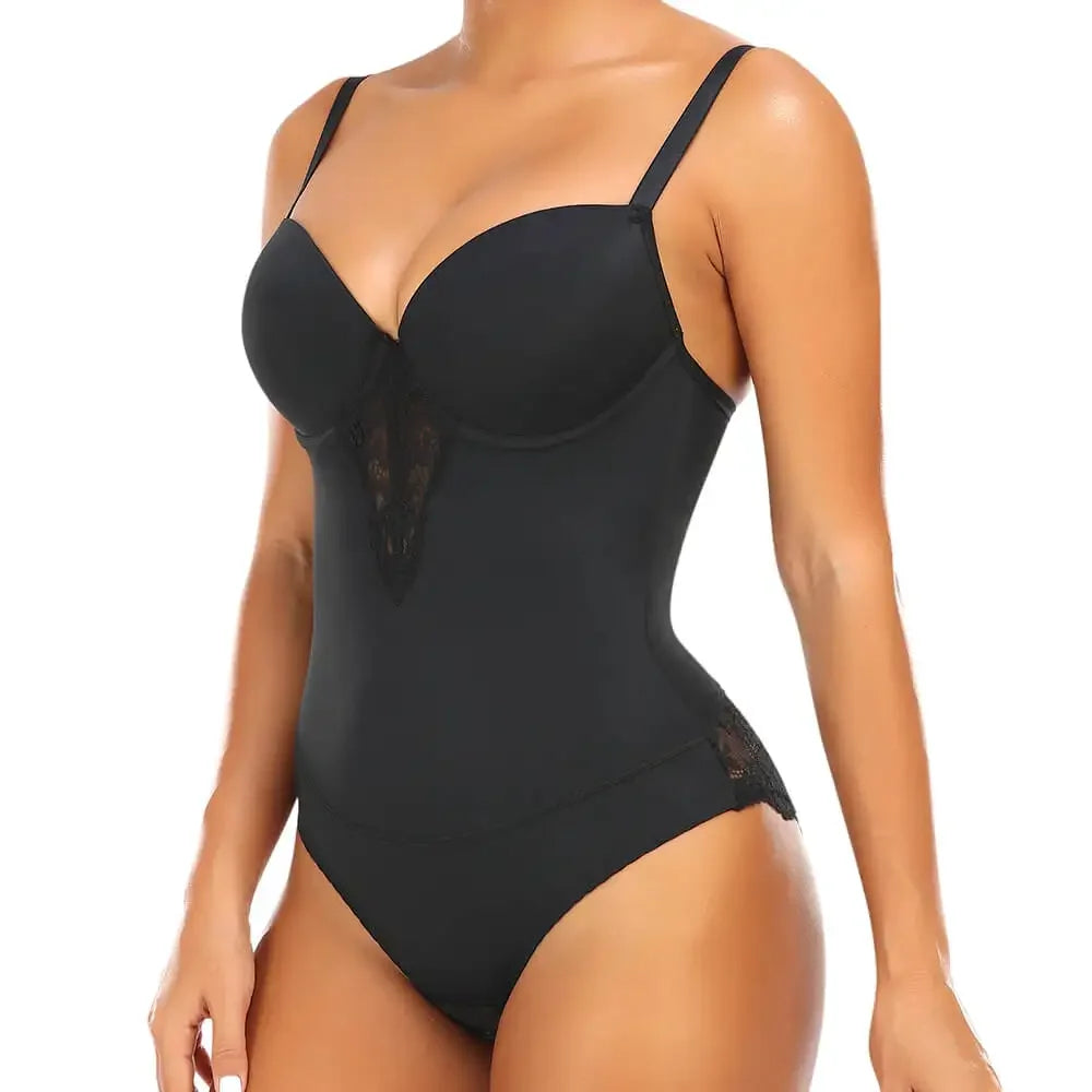 Fajas Underwear Body Shapers Women Shapewear Bodysuit Sexy Lace Open Crotch Lingerie V-collar with Bras
