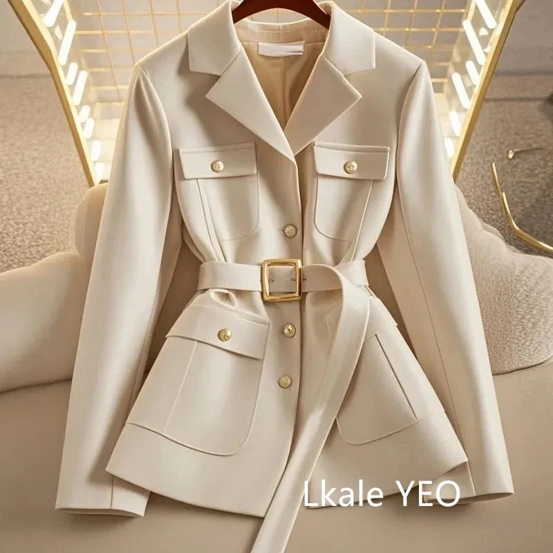 Women's Suit Jacket 2025 Spring Autumn High-End Temperament Ladies Blazer Coat Korean Version Fashion Versatile Lady Outerwear