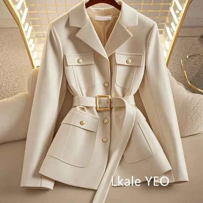 Women's Suit Jacket 2025 Spring Autumn High-End Temperament Ladies Blazer Coat Korean Version Fashion Versatile Lady Outerwear