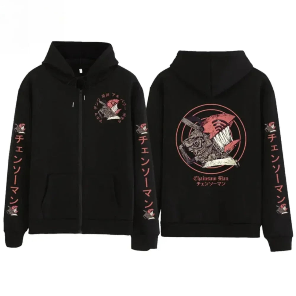 Chainsaw Man Men's And Women's Zipper Coat Hoodie Sweater Long-sleeved Jacket Pochita Anime Spring And Autumn Top Winter