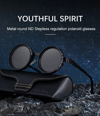 Cycling ND2-400 9 Level Adjustable Dimming Polarized Sunglasses Men Women Fishing Punk Round Glasses Eyeglasses ND Filter