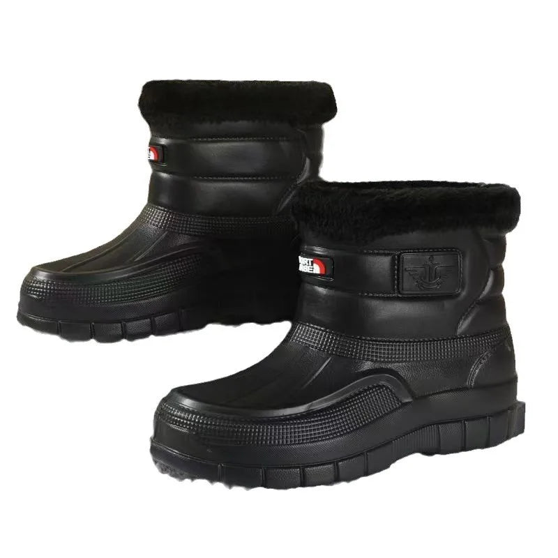 40-45 Men Rain Boots Winter Waterproof Shoes Ankle Snow Botas Plush Thick-soled Anti Slip High Top Zapatos Water Warm Footwear 1