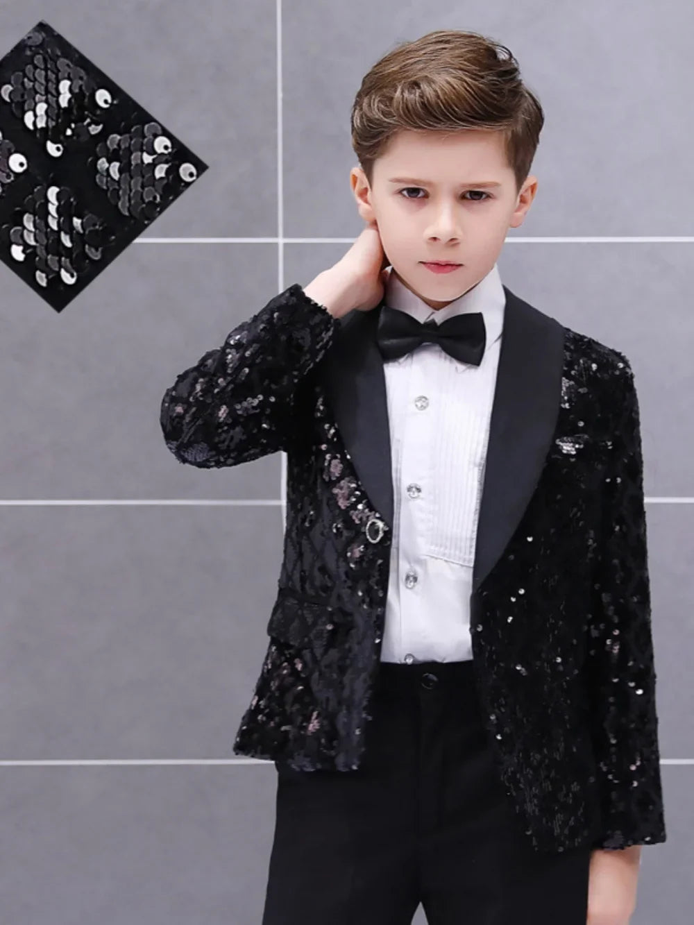 High Quality Luxury Boys Suits 3 Pieces Wedding Ring Bearer Outfit Elegant Black Kids Formal Suit Set Piano Performance Wear