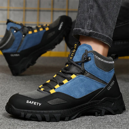 New Fashion 2026 High Top Safety Work Shoes Men Sneakers Steel Toe Cap Anti-puncture Indestructible Construction Site Boots