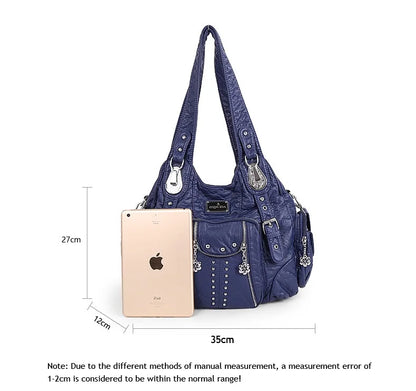 Vintage Bag Women Fashion Handbags PU Leather Shoulder Bags Female Satchel Big-capacity Shoulder Purse Bag Bolsa Feminina