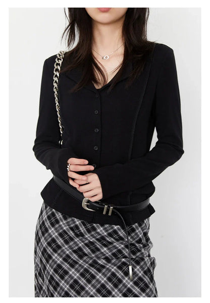 Women Cardigan Casual New Small Lapel Long Sleeved T-shirt Slim Female Knitted Sweaters Sports Spring Autumn 2025