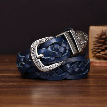 3.2CM Cowhide High Quality Genuine Leather Belts for Men Women Hand Woven Belt Strap Male Pin Buckle Jeans Cowboy Cintos Luxury