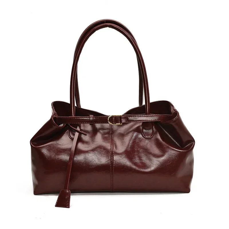 2025 New PU Leather Tote Bag Slouchy Hobo Handbag Fashion Shoulder Bag Large Top Handle Bag for Women Work Shopping Travel