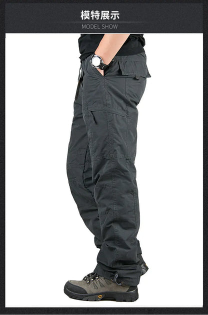 Tactical Fleece Pants Men Winter Outdoor Work Cargo Trousers Thicken Warm Baggy Long Trousers Male Multi-pocket Tactical Pants