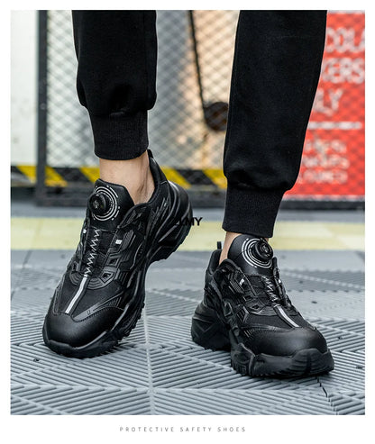 Quality Rotated Button Safety Shoes Men Steel Toe Working Sneakers Light Stab Proof Work Boots Man Anti-smash Security Footwear