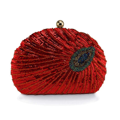 Shell Shape Women's Clutch Bag Sequin Purses and Handbags Luxury Designer Retro Embroidery Evening Bag Female Party Handbag Z079