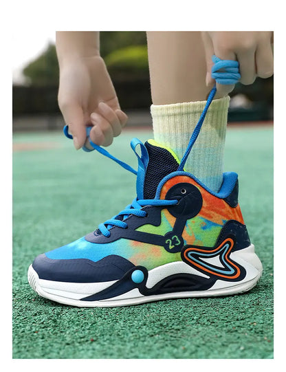 Children Basketball Shoes Breathable Mesh Boys Fashion Sneakers Girls School Sport Shoes Kids Casual Trainers Outdoor Athletic