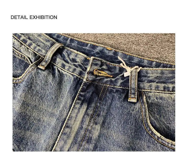Autumn American Casual Ruffian Handsome Washed Retro Tooling Jeans Men's Straight Loose High Street Tapered Pants Tide