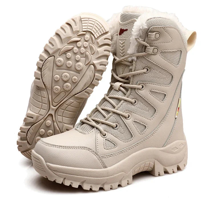 New High Top Men's Shoes Waterproof Winter Boots Warm Plush Snow Boots Men Lace Up Casual Anti-Slip Ankle Footwear 36-46