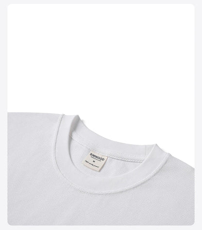 2026 Summer Super Loose  300gsm Breathable Pique Fabric T-shirts Men Plus Size Tops