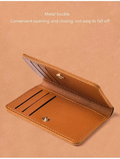 2025 Soft Leather Mini Wallet – Slim Foldable Card Case with Snap Closure for Women & Men
