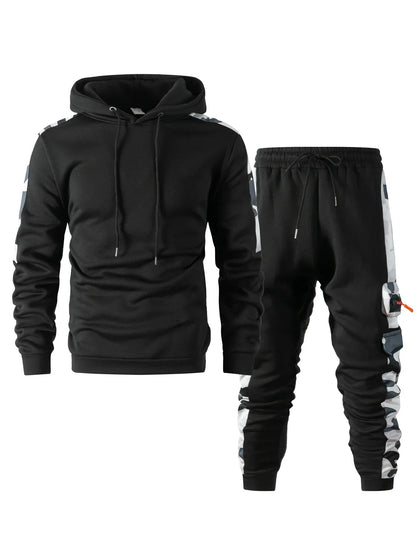 Men's Tracksuit Hoodie Sets Camouflage Hand  Hooded Leisure Suit Man Sweatshirt Pants Tactical Sweat Sports Suit