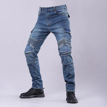 New Men's Winter Riding Motorcycle Cargo Pants Male Outdoor Riding Jeans Moto Protective Gear With Hip Knee Gear Long Trousers