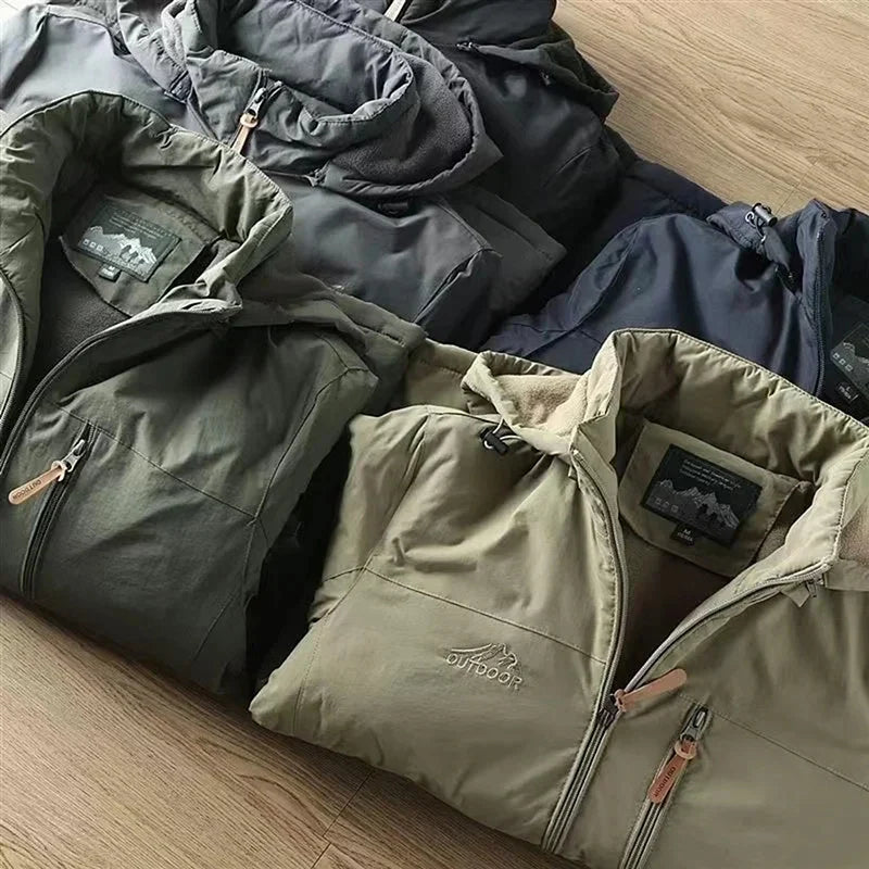 Autumn And Winter Padded And Thickened Outdoor Punching Jacket Casual Warm Tactical Plus Size Jacket Solid Colour Men's Clothing